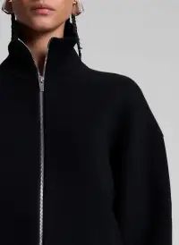 Oliver Knit Zip Cardigan(Black,XS)