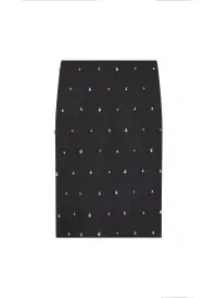 Opal Embellished Wool Pencil Skirt(Charcoal,00)