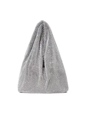 Paige Rhinestone Chain Mesh Bag(Silver,OS)