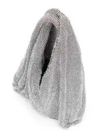 Paige Rhinestone Chain Mesh Bag(Silver,OS)