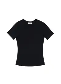 Paloma Cotton Rib Baby Tee(Black,XS)