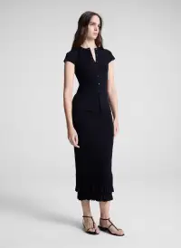 Lexi Fine Cotton Knit Midi Skirt(Black,XS)