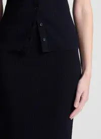 Lexi Fine Cotton Knit Midi Skirt(Black,XS)