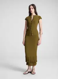Lexi Fine Cotton Knit Midi Skirt(Hazel,XS)