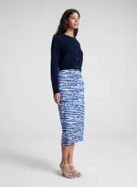 Phoebe Cotton Striped Midi Skirt(Navy Stripe,00)