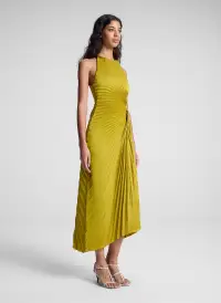 Reagan Satin Pleated Midi Dress(Cactus Bloom,00)