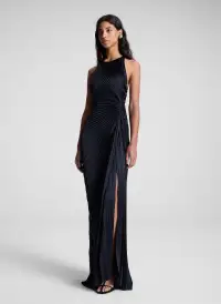 Reagan Satin Pleated Gown(Black,00)