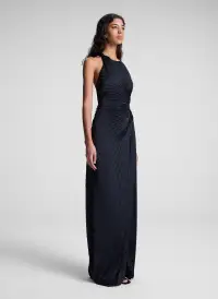 Reagan Satin Pleated Gown(Black,00)