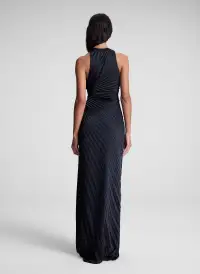 Reagan Satin Pleated Gown(Black,00)