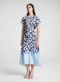 Rem Printed Midi Dress(Navy/Light Blue,00)