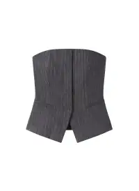 Renee Strapless Wool Cashmere Pinstripe Top(Grey Melange,00)