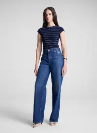 Sam Fine Cotton Knit Top(Navy/Bright White,XS)