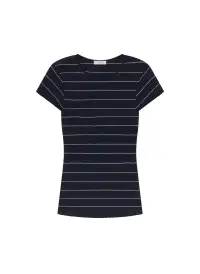Sam Fine Cotton Knit Top(Navy/Bright White,XS)