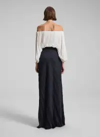 Sienna Satin Pleated Off Shoulder Top(Whisper White,XXS)