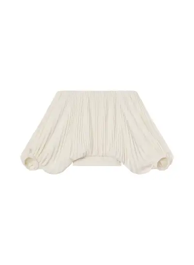 Sienna Satin Pleated Off Shoulder Top(Whisper White,XXS)
