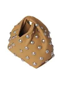 Simone Studded Leather Bag(Camel,OS)