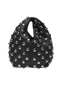 Simone Studded Leather Bag(Black/Silver,OS)