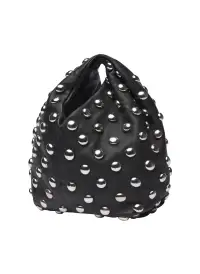 Simone Studded Leather Bag(Black/Silver,OS)