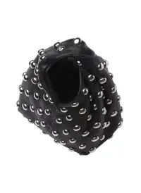 Simone Studded Leather Bag(Black/Silver,OS)