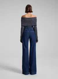 Evelyn Merino Off Shoulder Top(Midnight/White,XS)