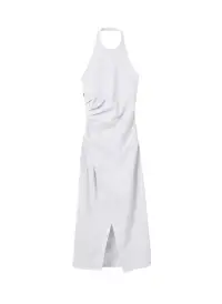 Sylvie Linen Midi Halter Dress(White,00)