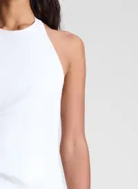 Sylvie Linen Midi Halter Dress(White,00)