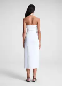 Sylvie Linen Midi Halter Dress(White,00)