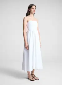 Tate Strapless Midi Dress(White,00)