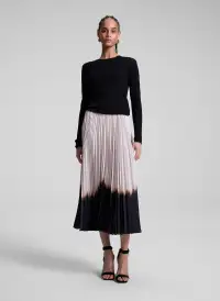 Tatum Pleated Midi Skirt(Oyster/Black,00)