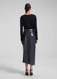 Tessa Patent Vegan Leather Midi Skirt(Smoke,00)