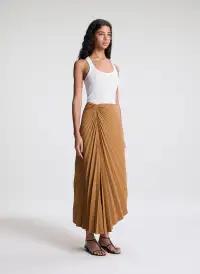 Tracy Pleated Tailored Skirt(British Khaki,00)