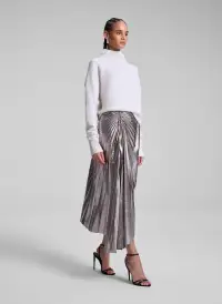 Tracy Metallic Vegan Leather Skirt(Smoky Silver,00)