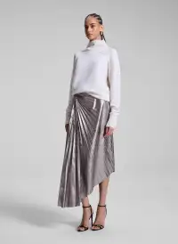 Tracy Metallic Vegan Leather Skirt(Smoky Silver,00)