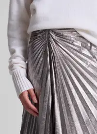 Tracy Metallic Vegan Leather Skirt(Smoky Silver,00)