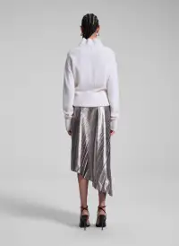 Tracy Metallic Vegan Leather Skirt(Smoky Silver,00)
