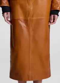 Mabel Leather Midi Skirt(Whiskey,00)