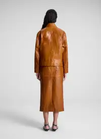 Mabel Leather Midi Skirt(Whiskey,00)