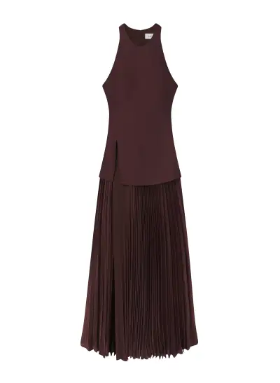 Willow Pleated Midi Dress(Chocolate Plum,00)