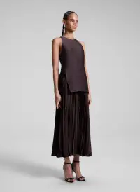 Willow Pleated Midi Dress(Chocolate Plum,00)