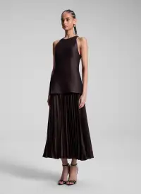 Willow Pleated Midi Dress(Chocolate Plum,00)