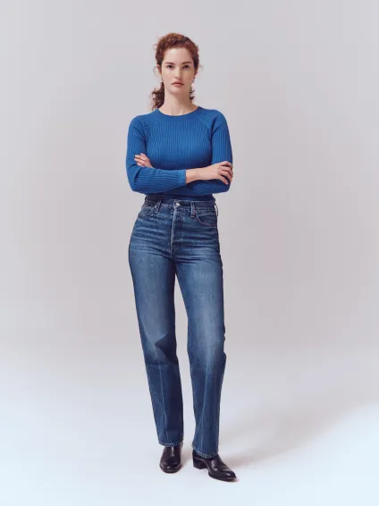 Carla High Rise Straight Jean(Vintage Dark Indigo,24)
