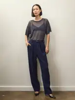 Becky Malinsky x Alex Mill Walker Pleated Pant in Wool Crepe(Evening Blue,2)