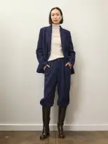 Becky Malinsky x Alex Mill Annette Blazer in Wool Crepe(Evening Blue,XS)