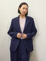 Becky Malinsky x Alex Mill Annette Blazer in Wool Crepe(Evening Blue,XS)
