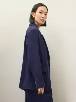 Becky Malinsky x Alex Mill Annette Blazer in Wool Crepe(Evening Blue,XS)