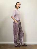 Becky Malinsky x Alex Mill Walker Pleated Pant in Velvet(Lilac,2)