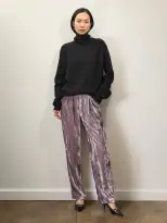 Becky Malinsky x Alex Mill Walker Pleated Pant in Velvet(Lilac,2)