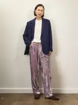 Becky Malinsky x Alex Mill Walker Pleated Pant in Velvet(Lilac,2)