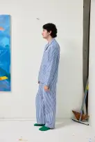 Schostal x Alex Mill Striped Long Sleeve Pajama Set(Navy Stripe,40)