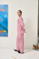 Schostal x Alex Mill Striped Long Sleeve Pajama Set(Red Stripe,40)